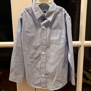 Janie and Jack Blue and White gingham Button down Shirt